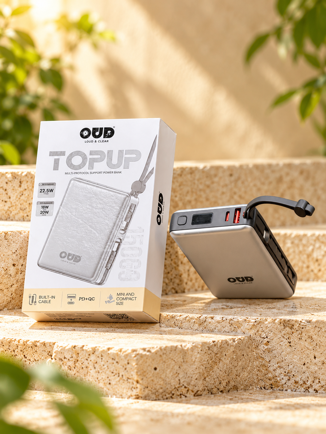 OUD TOPUP 22.5W Fast Charging Power Bank with Built-in Cable - Main features