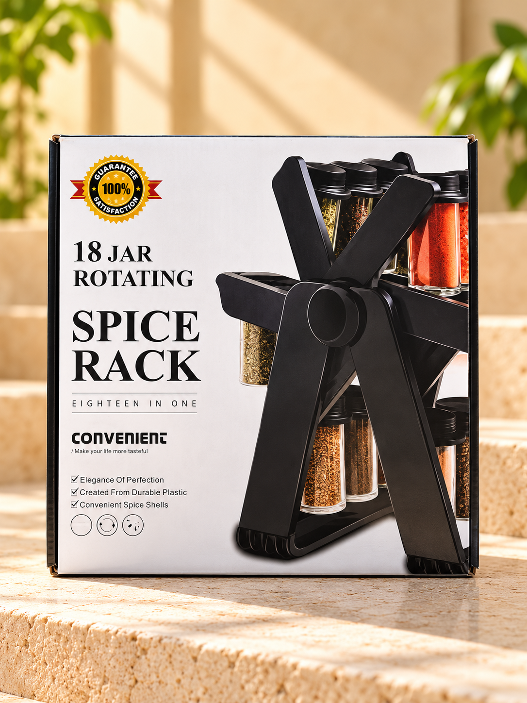 18-Jar Rotating Spice Rack Organizer – 360° Kitchen Spice Storage Stand - Main features
