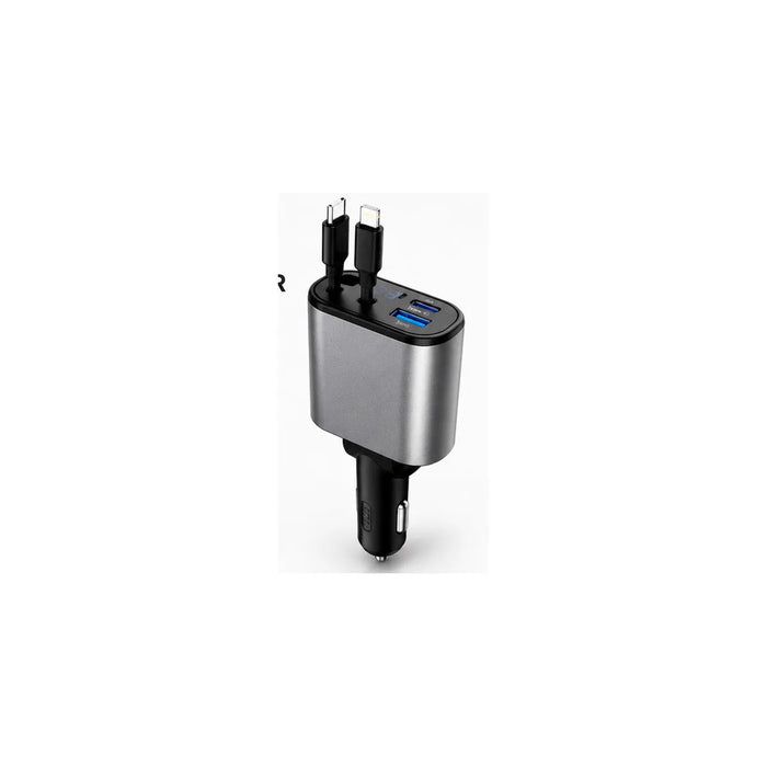 4-in-1 120W Super Fast Car Charger with Built-in Cables