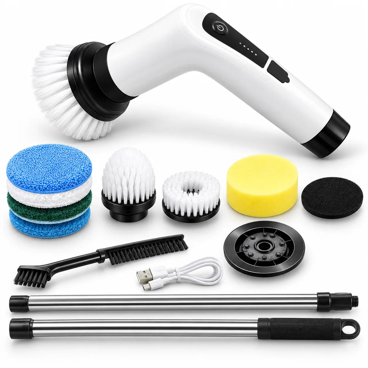 9-in-1 rechargeable electric cleaning brush kit with multiple attachments