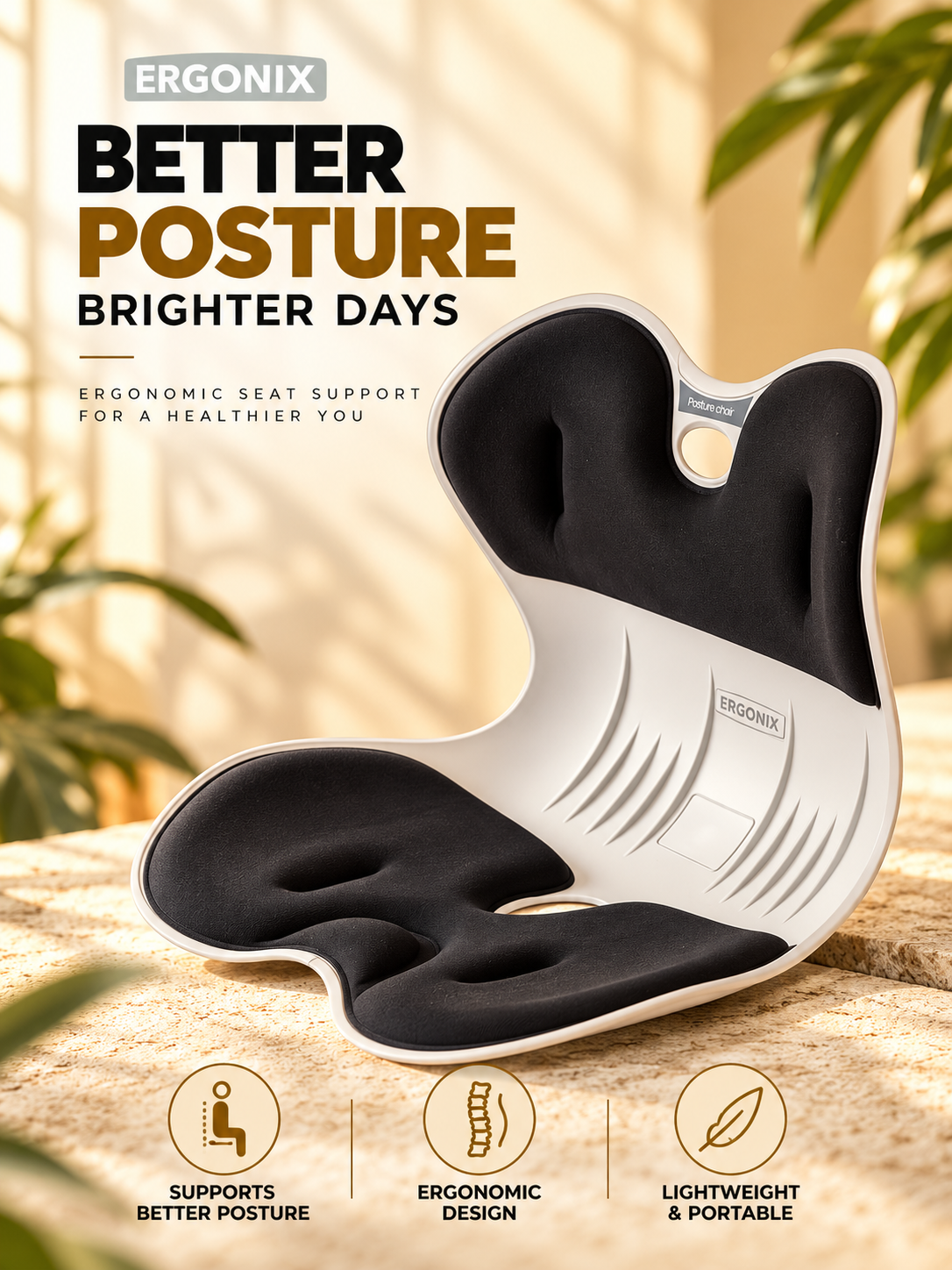 ERGONIX Ergonomic Posture Chair – Premium Back Support & Comfort Seat - Lifestyle