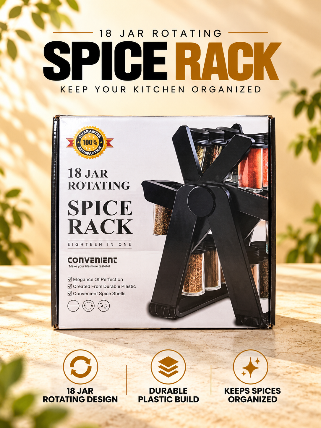 18-Jar Rotating Spice Rack Organizer – 360° Kitchen Spice Storage Stand - How to use