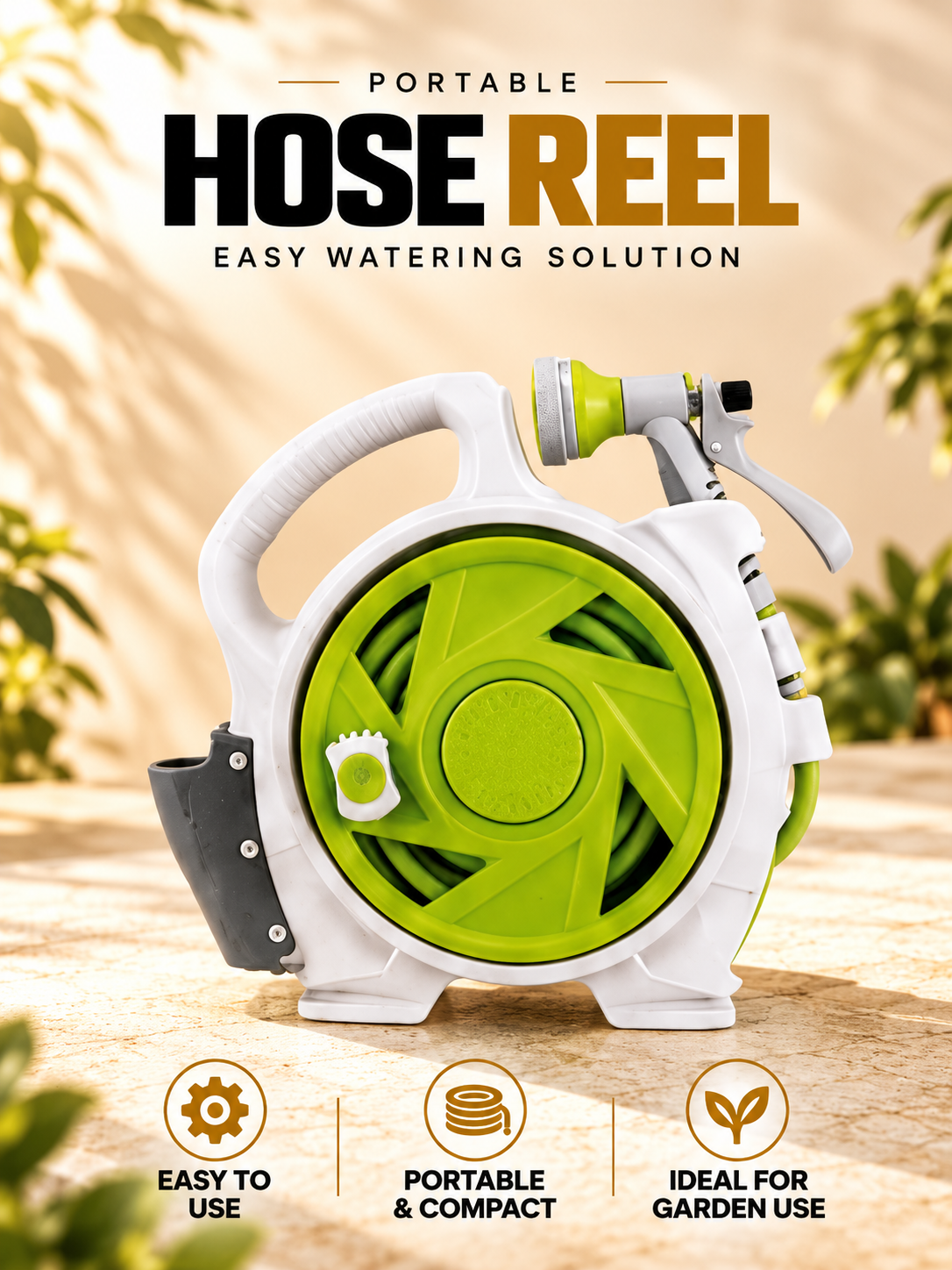 Rocky Mountain 50 ft Portable Hose Reel with 7-Pattern Spray Nozzle