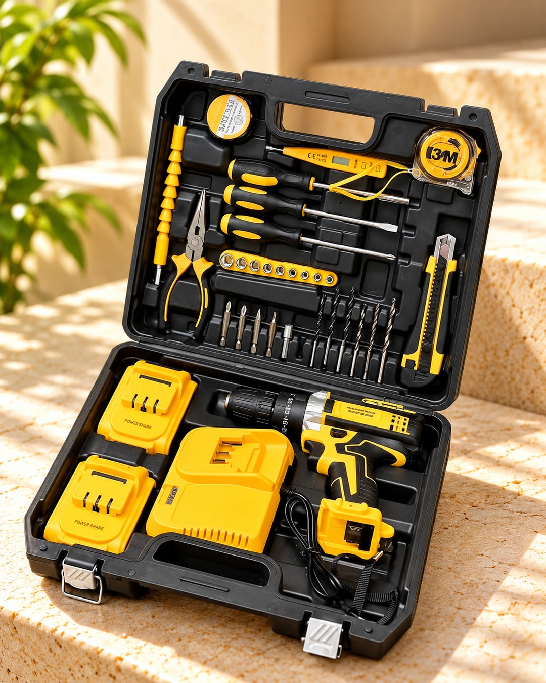 Cordless Power Tool Kit – Complete DIY & Home Repair Tool Set with Drill, Batteries & Accessories