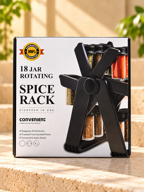 18-Jar Rotating Spice Rack Organizer – 360° Kitchen Spice Storage Stand